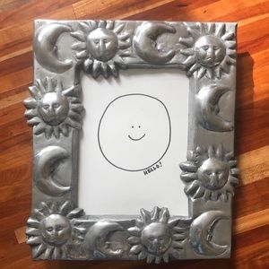 Large 10” x 12” Vtg Mexican Pewter Frame Sun/Moon
